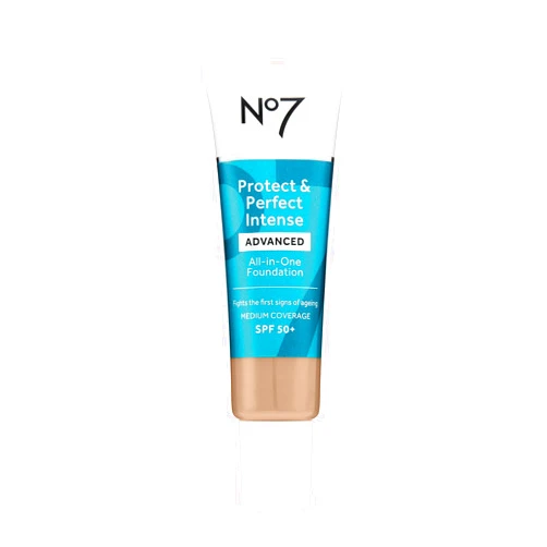 No7 Protect & Perfect Advanced All in One Foundation - Warm Ivory - Age Defying Foundation Makeup with SPF 50 for Women - Makeup Base Cream Helps to Reduces Redness & Blurs Visible Pores (30ml)