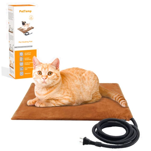 PetTemp Pet Heating Pad, Electric Heated Pad for Dog Cat, Warm Mat Waterproof Dogs Cats Beds with Constant Temperature,Chew Resistant Cord, Comfortable Heater Heater Blanket Puppy and Kitten (S:16'' x 13'')