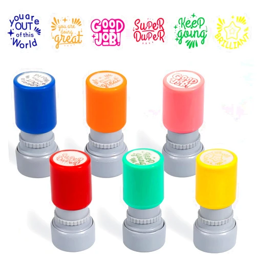 Fuceury 6 Pieces Colorful Stamps for Teachers, Self-Ink Teacher Stamps Picture Stamps Behavior Stamps for Teachers Motivation