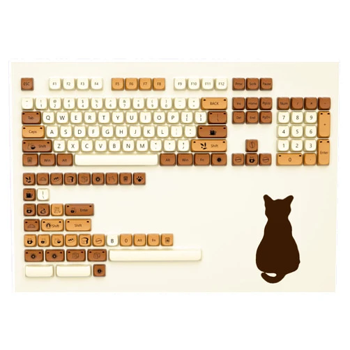 GMKWTL XVX Cute Cat Keycaps, Thick PBT Keycap Mao Profile, 141 Keys Keyboard Keycaps, Dye-Sublimation Keycap Set Compatible with 60% 75% 96% 100% Cherry Gateron MX Switches Mechanical Gaming Keyboard