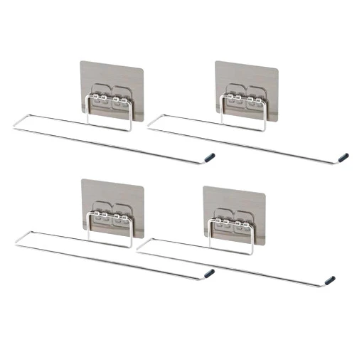 AKINGSHOP Paper Towel Holders, Paper Towel Holder Under Cabinet, Adhesive Paper Towel Holders, Stainless Steel Paper Towel Holder, Paper Towel Rack for Kitchen (4PCS)