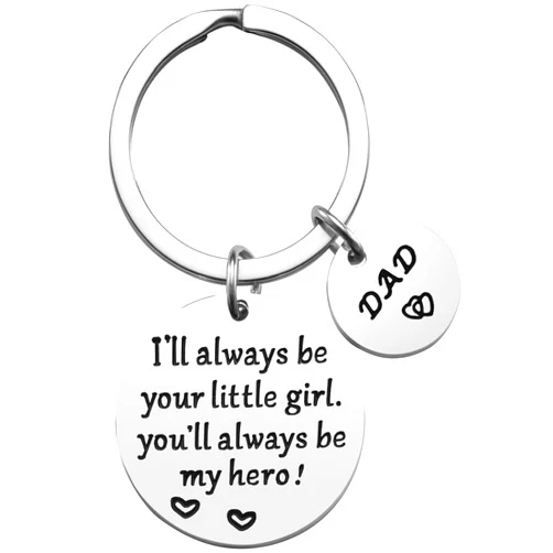IWenSheng Father’s Day Gift - Dad Gifts from Daughter for Birthday Christmas Valentine’s Day, I'll Always Be Your Little Girl, You Will Always Be My Hero Daddy Keychain, Father Daughter Keyring