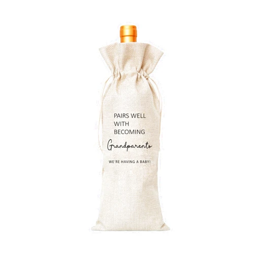 Doreen's Boutique Baby Announcement Grandparents Wine Bag, Gift for Baby Reveal, Pregenancy Announcement, Mom and Dad – 1 Pc(B010)