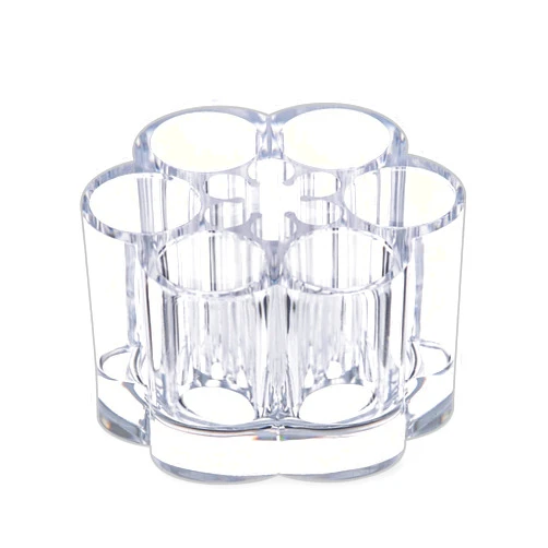 MOSIKER Acrylic Lipstick Holder,Small Flower Clear Compact Chapstick Lip Gloss Liner Nail Brush Organizer with 12 Slots