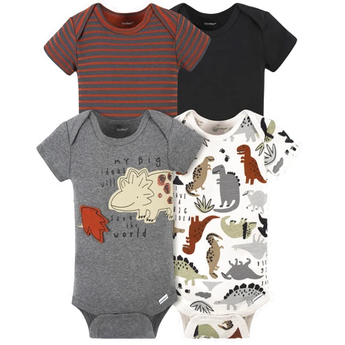 Gerber Baby Boys' 4-Pack Short Sleeve Onesies Bodysuits