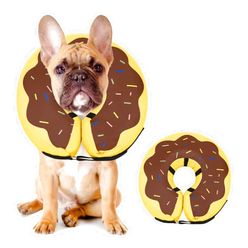 MIDOG Dog Cone Collar for Small Medium Large Dogs for After Surgery, Pet Inflatable Neck Donut Collar Soft Protective Recovery Cone for Dogs and Cats - Alternative E Collar Does not Block Vision - Brown,M