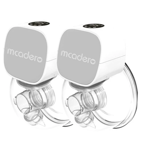Mcadero M5 Electric Breast Pump - Wearable Hands-Free Pump with LED Display - 4 Modes & 12 Levels - Portable & Wireless - Soft Double-Sealed Flange - Smart Display - 2 Pack - Elegant Gray