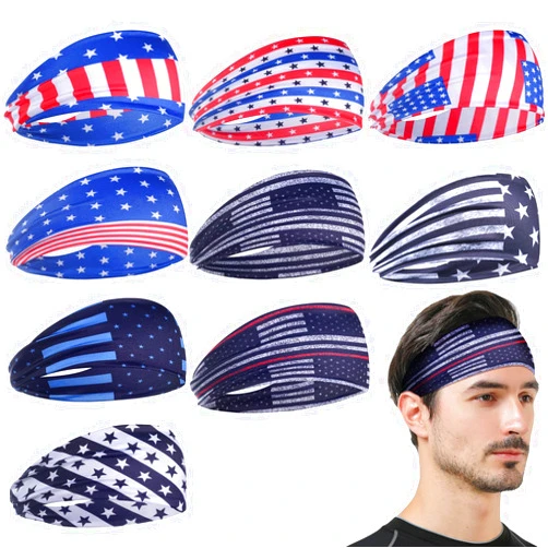 SYNVIG 9pcs Mens Running Headbands Moisture Wicking Workout Wide Sweatband Workout Sport Hairband for Head Basketball Football Cycling Running Yoga
