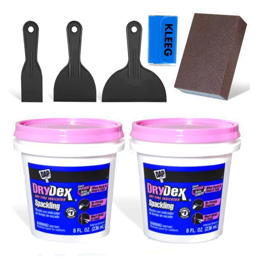KLEEG Drywall Repair Kit DAP Drydex - Spackle Patch Wall Joint Compound - Wall Putty - Nail Hole Filler - Plaster Repair + Sanding Block + Drywall Patch Kit - Spackle Wall Repair - Wall Paste KLEEG Packet