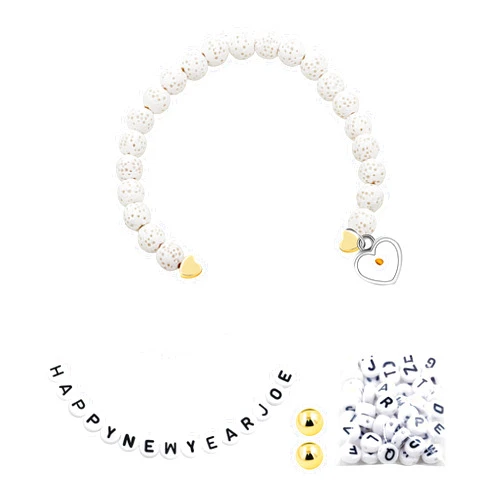 My Pet Elephant DIY White Lava Rock Bracelet Customized Name Letter Bracelets for Women Girls Mother Birthday Mothers Day Bracelet Y1504-BaiHuoShan 0