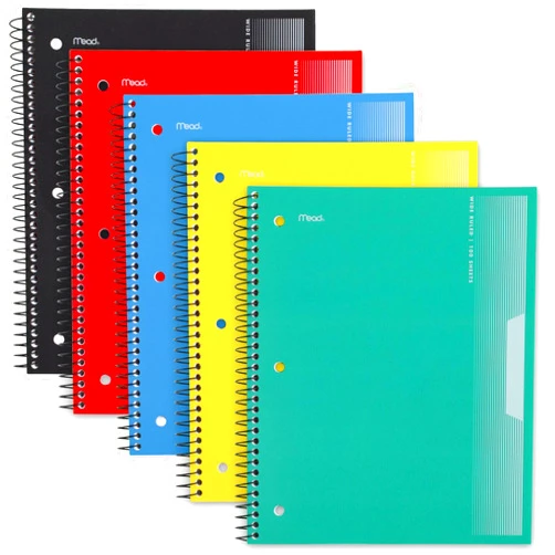 Mead Spiral Notebooks, 5 Pack, 1-Subject, Wide Ruled Paper, Plastic Cover, 8