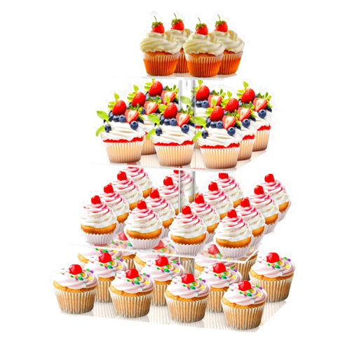 Weddingwish Cupcake Stand, Acrylic Cupcake Holder, Premium 4 Tier Square Cupcake Stand for Wedding Birthday Holidays, Cady Bar Party Decoration,Clear… (4 Tier, Square)