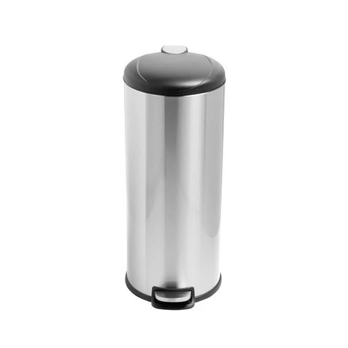 Honey-Can-Do 30L Soft-Close Round Stainless Steel Trash Can, Silver