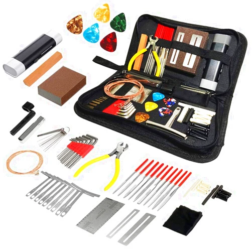 Micling 72PCS Guitar Tool Kit，Professional Guitar Repairing Maintenance Tool Kit with Guitar Strings Picks Bridge Pins Gauge Guitar Accessories Gift for Acoustic Guitar Electric guitar Ukulele Bass Banjo