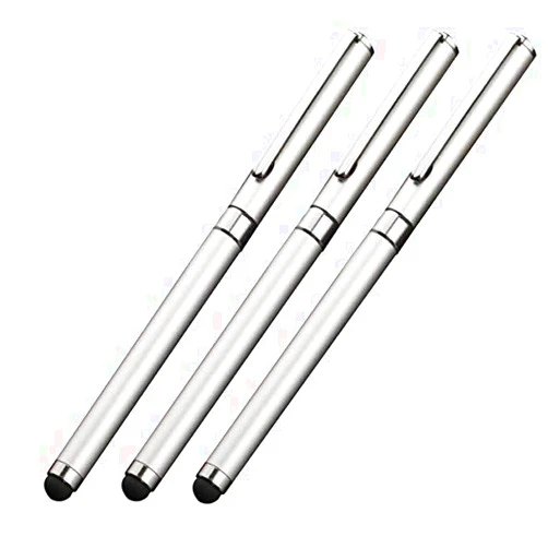 Tek Styz PRO Stylus + Pen Works for NEC N-01D Medias PP with Custom High Sensitivity Touch and Black Ink! [3 Pack-Silver]