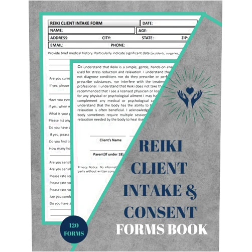 FATIH KABINGOU Reiki Client Intake & Consent Forms Book: Chakra Cleansing Consultation Forms, Client Consult Form for Energy Healers & Reiki Practitioners, Reiki Intake & Consent Forms, 60 Forms, Size 8.5 x 11 in