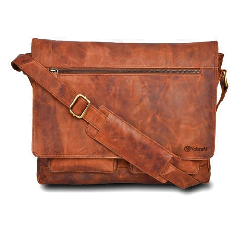 VALENCHI Leather Messenger Bag For Men, Women-14 Laptop Messenger Briefcase & Shoulder Bag-Office, Work, College, Casual