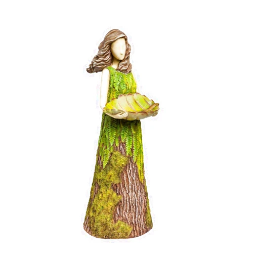 Evergreen Enterprises EG842730 Sherwood Fern Statuary with Bird Feeder (Set of 1)