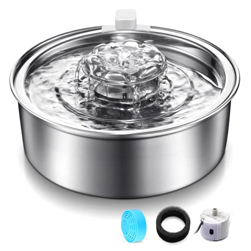 OYES Cat Water Fountain,Stainless Steel 2.0L/67oz Automatic Circulating Pet Water Fountain,Ultra-Quiet Pump with LED Light,Dishwasher Safe,Cat Fountain Suitable for Cat and Puppy (2L Cat Fountain)