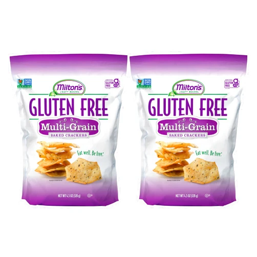 Milton's Craft Bakers Gluten Free Multi-Grain Crackers - Baked Multigrain Crackers, Non-GMO Project Verified, Kosher, Certified Gluten Free Snack, 7 Grains In Every Bite - 4.5 Oz, Pack of 2
