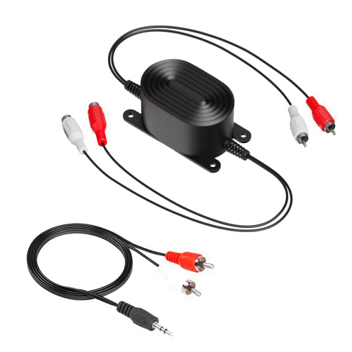 Smof RCA Ground Loop Isolator, Designed for Audio Signal Noise Cancellation, Portable and Light Weight, Amplifier Noise Filter for Car Audio/Home Audio System, with 3.5mm Audio Adapter Cable(Black)