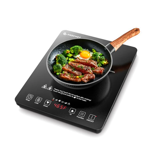 AMZCHEF Portable Induction Cooktop 20 Temperature & Power Levels, 1800W Induction Stove Burner with 6.8