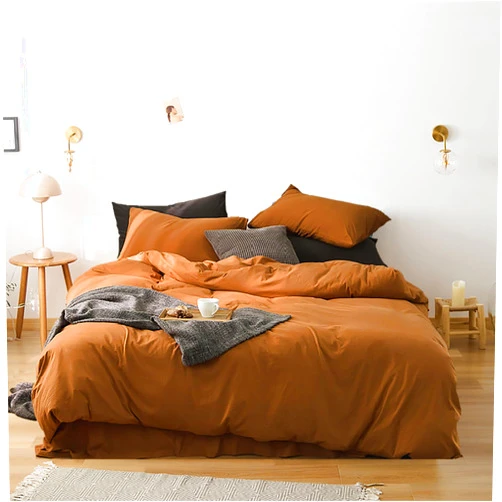 Luxlovery King Pumpkin Color Comforter Set Rust Bedding Comforter Set Burnt Orange Soft Breathable Blanket Quilts Cotton Soft Breathable Terracotta Cinnamon Bedding Comforter Set with 2 Pillowcases