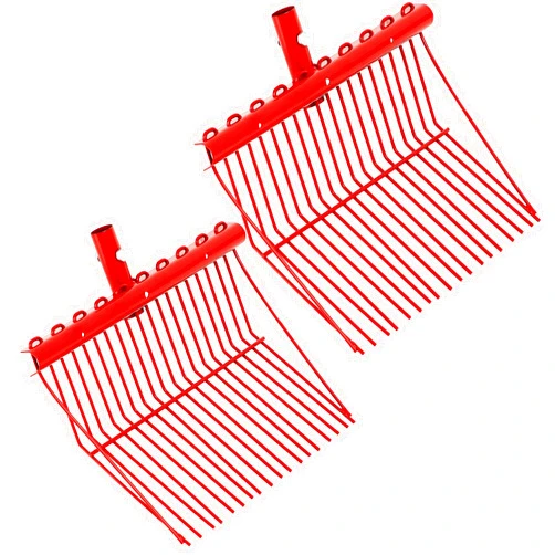 Tandefio 2 Pcs Metal Fork Head Manure Pitch Fork Replacement Head Horse Rake Bulk with Angled Tines for Horse Stall Picking up Manure Garden Animal Husbandry (Red)