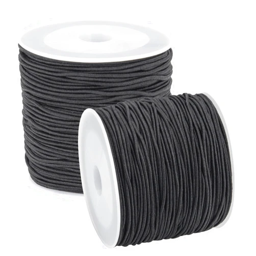 Aubeco 1mm Stretchy Bracelet String, Sturdy Elastic String, Elastic Cord for Jewelry Making, Necklaces, Beading and Crafts (2 Black)