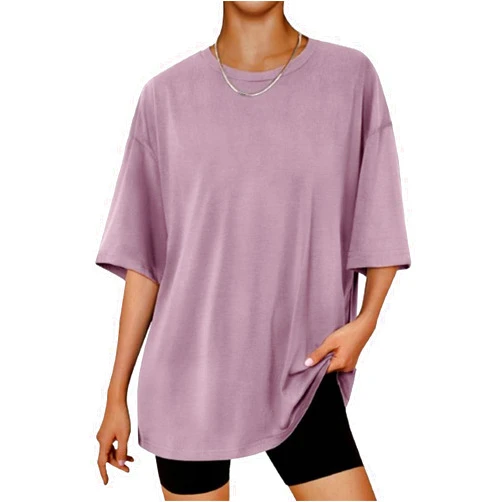 Generic Women's Oversized T Shirts Crewneck Short Sleeve Summer Tops Casual Loose Basic Tee Shirts 2024 Fashion Clothes S-XXL