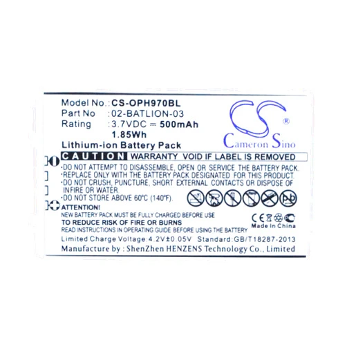 CS BATTERY Replacement Battery for Opticon OPL-7724, OPL-7734, OPL-9700, OPL-9712, OPL-9713, OPL-9723, OPL-9724, OPL-9725, OPL-9727, OPL-9728 3.7V/500mA