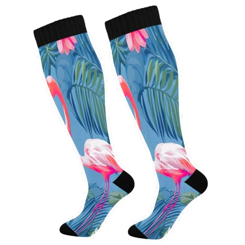 Kigai Flamingo Compression Socks for Women&Men Circulation-Best Support for Nurses,Running,Athletic-1 Pairs