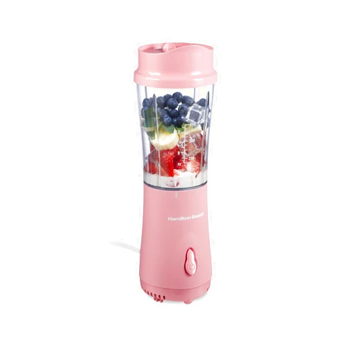 Hamilton Beach Portable Blender for Shakes and Smoothies, 14 Oz BPA Free Travel Cup & Lid, Durable Stainless Steel Blades, Personal Smoothie Blender, Coral (51171)