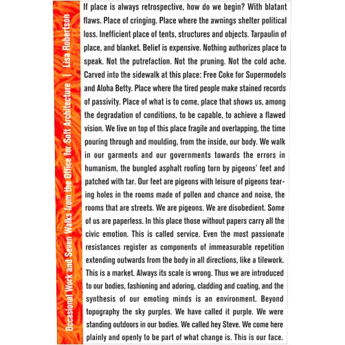 Lisa Robertson Occasional Work and Seven Walks from the Office for Soft Architecture: Third Edition