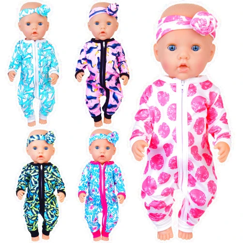 Unicorn Element 5 Sets 14-18 Inch Baby Doll Clothes Outfits Casual Wear for 17 Inch Baby Doll 10 Pcs Girl Doll Clothes and Headbands for 15-18 Inch Doll