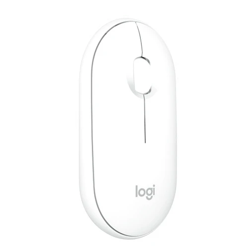 Logitech Pebble Mouse 2 M350s Slim Bluetooth Wireless Mouse, Portable, Lightweight, Customizable Button, Quiet Clicks, Easy-Switch for Windows, macOS, iPadOS, Android, Chrome OS - Tonal White