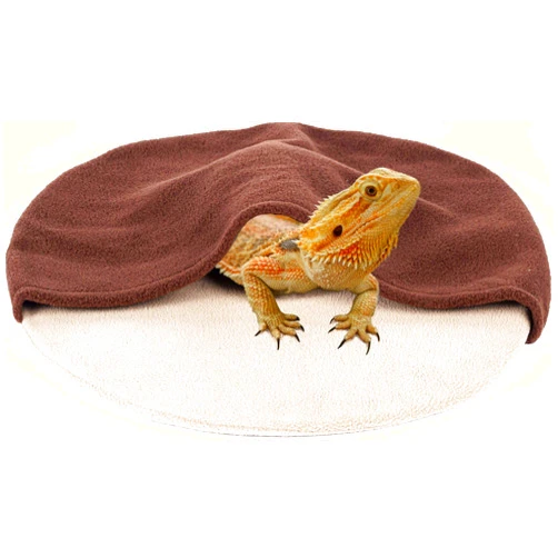 SUKEYME Large Bearded Dragon Bed with Soft Pad, Reptile Hide Accessories in Tank, Warm Sleeping Bag with Cover for Lizard, Leopard, Gecko, Hamster Small Animals (Brown, 1 Pack)