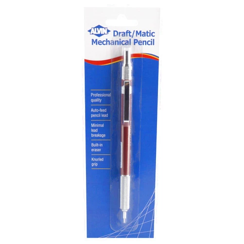 Alvin DM09BC Draft/Matic 0.9mm Mechanical Pencil, Professional Quality, Auto-feed Pencil Lead, Minimal Lead Breakage, Built-in Eraser, Knurled Grip, Blister Carded