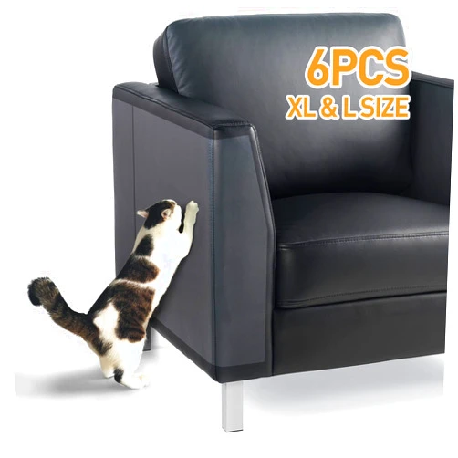 Akcmpet Furniture Protectors from Cats, Couch Protector for Cats 6PCS Double-Sided Cat Scratch Deterrent, Anti Scratch Furniture Protector Cat Couch Protector , 17''x12''+17''x10'' Cat Training Tape Double Sided 6PCS