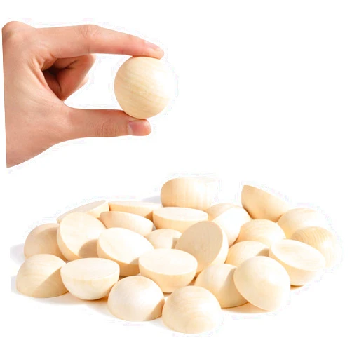Ourtroness Split Wood Balls 1.5 inch Half Wooden Balls 40mm Unfinished Half Wooden Beads for Crafts and Art Supplies (40PCS)