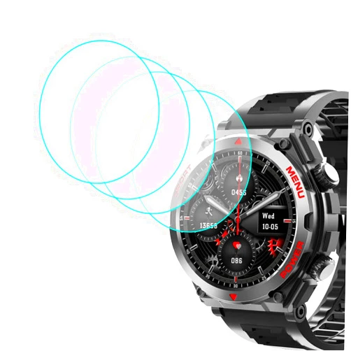 Smaate Compatible with Bvlrksc Lyaarka Brhgph Jdcrsj S66 1.52”, Round Smart Watch Tempered Glass Screen Protector, 4PCs, 9H