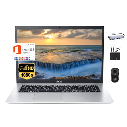 Acer Aspire 1 Slim 2024 Newest Laptop, 15.6'' Full HD Display, 8GB RAM, 128GB eMMC, Dual-Core Intel Celeron N4500, UHD Graphics, RJ45, WiFi, Webcam, 1-Year Microsoft 365, Windows 11S +MarxsolAccessory