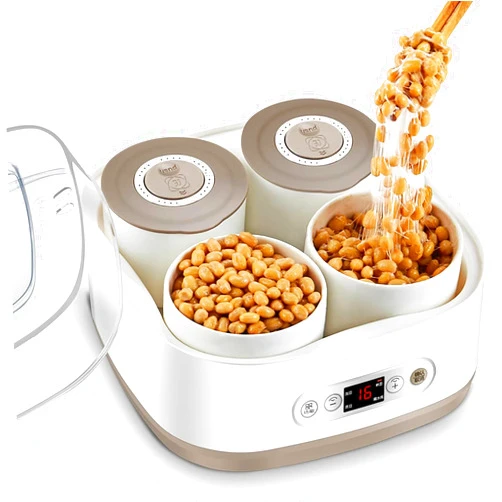 XFYGQTOM Natto Machine, Smart Fermentation Machine 1.5 L with 4 Ceramic Containers, Constant Intelligent Temperature of 40 ℃ to Make Yogurt and Prepare Natto