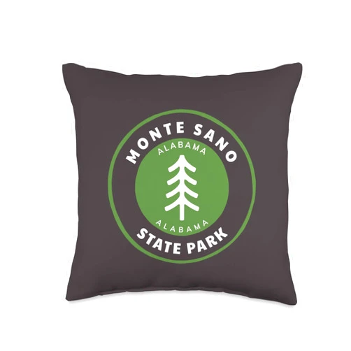 Monte Sano State Park AL Alabama Souvenirs Monte Sano State Park Alabama AL Tree Badge Vacation Throw Pillow, 16x16, Multicolor