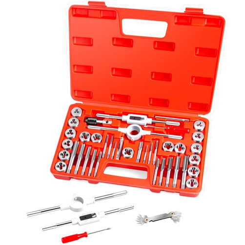 EFFICERE 40-Piece Premium Tap and Die Set, SAE Unified Screw Thread, Size #4 to 1/2” | Include UNC Coarse, UNF Fine and NPT Threads | Essential Threading Tool Kit with Complete Handles and Accessories