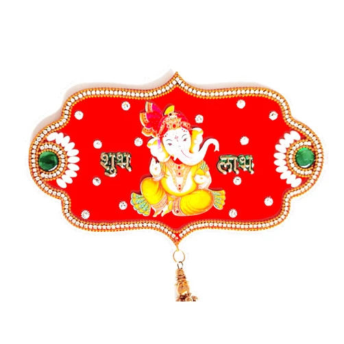 TrendBell Diwali Shubh Labh with Ganesha Stickers for Diwali Indian Puja Wedding & Festival Acrylic Rangoli Decoration Floor & Office Decoration Size- 7 X 4