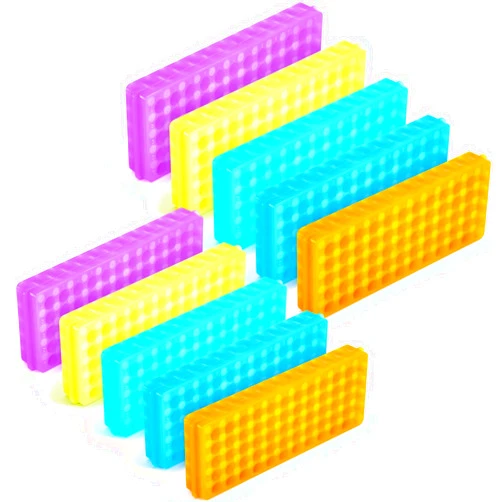 Saysurey 10 Pcs Microcentrifuge Tube Rack Polypropylene Test Tube Holder Double Panel Capsule Filler Tray Centrifugal Pipe Rack for 0.5 Ml- 2 ml Tube Vial Chemistry Laboratory, 60 Holes Each, 5 Colors