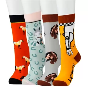 xiaomaizi Women‘s Horse Fun and Cute Crew Socks Cozy Novelty Printed Patterned Socks for Women Size 6-9