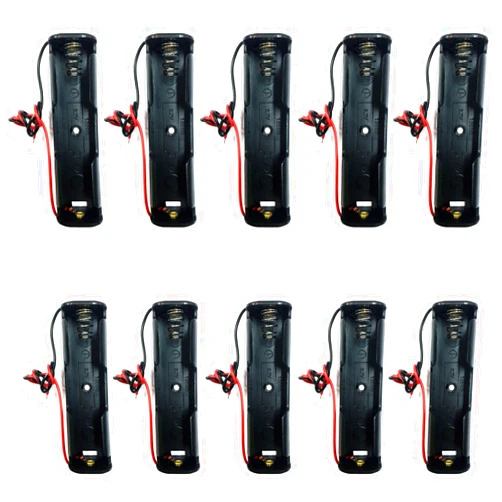 TrendBox Pack of 10pcs 1x18650 3.7V Black Plastic Battery Storage Case Holder Clip Type with 6