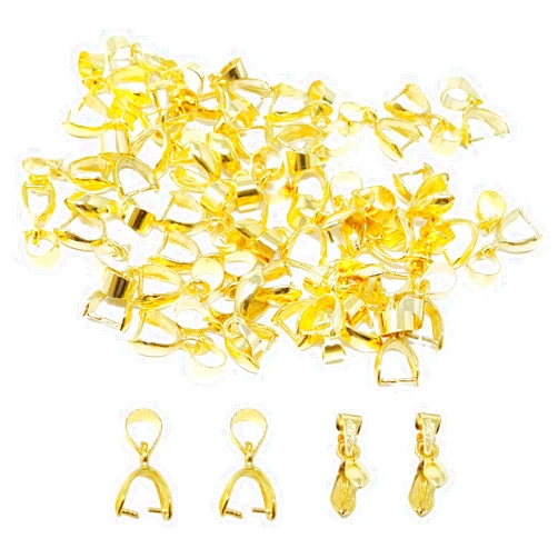 Honbay 50PCS Pinch Bails Pinch Clips Pendant Connectors Dangle Charm Clasp Clips (Gold)